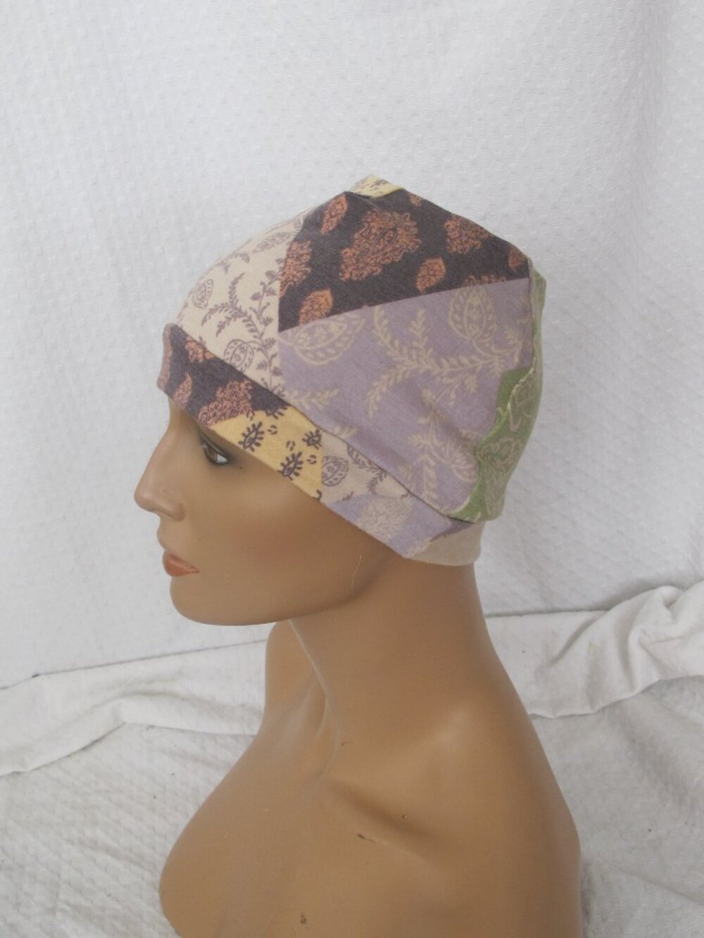Handmade Patchwork Print Messy Bun/Ponytail Hat